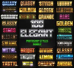 极品PS样式－100个高雅的文本效果：100 Elegant Photoshop Styles Bundle